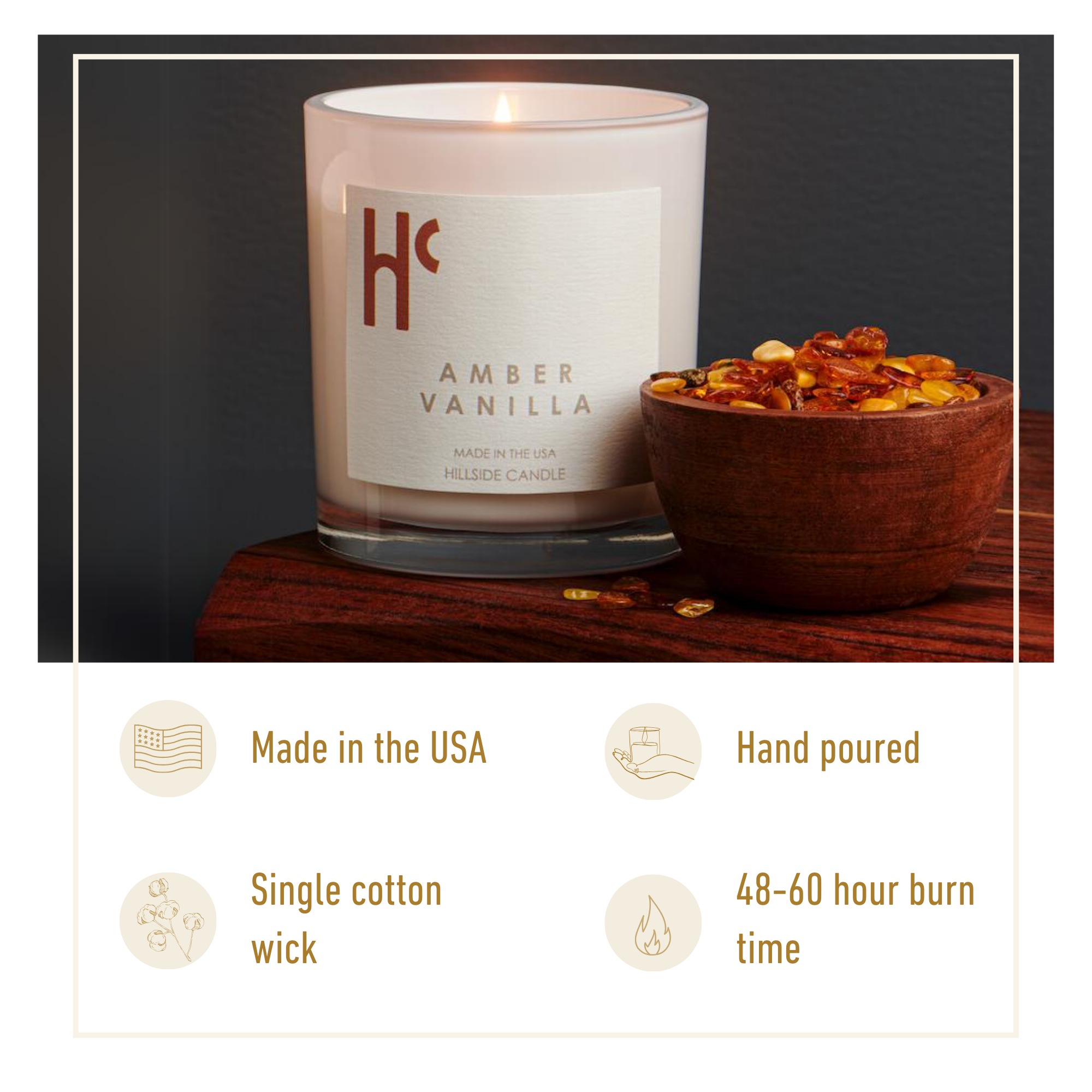 Amber Vanilla Candle Hillside Candle